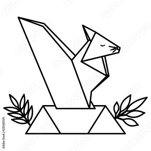 chipmunk origami paper in the field vector illustration design