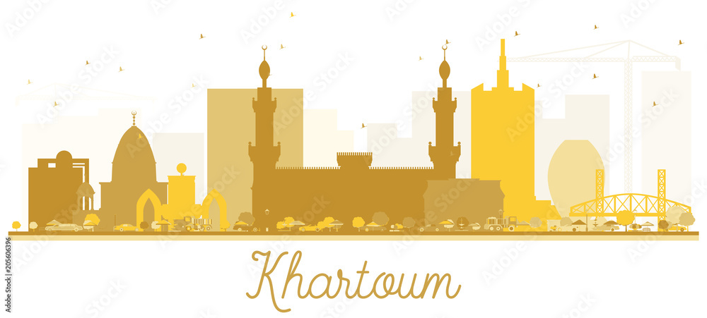 Khartoum City skyline Golden silhouette.