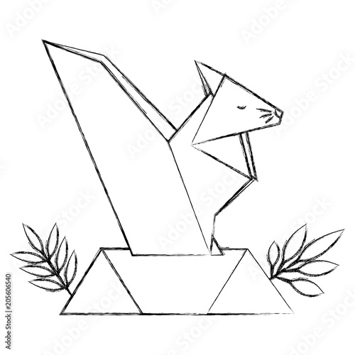 chipmunk origami paper in the field vector illustration design
