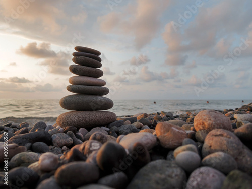 Stones balance on beach