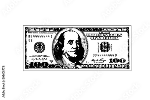 hundred dollar bill. vector illustration