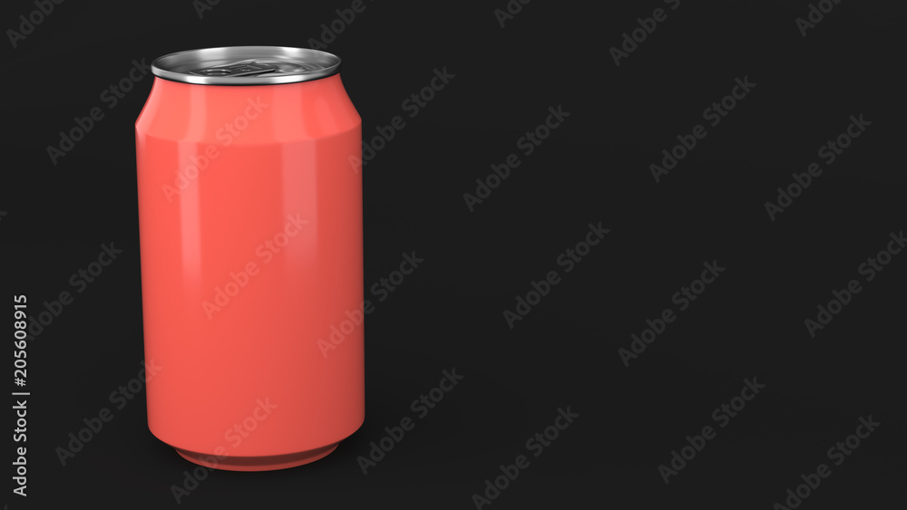 Blank small red aluminium soda can mockup on black background Blank small red aluminium soda can mockup on black background