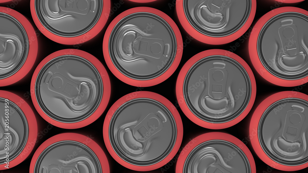 Big red soda cans on black background Big red soda cans on black background