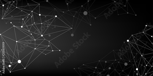 Network Connecting dot polygon background : Concept of Network, Business, Connecting, Molecule, Data, Chemical
