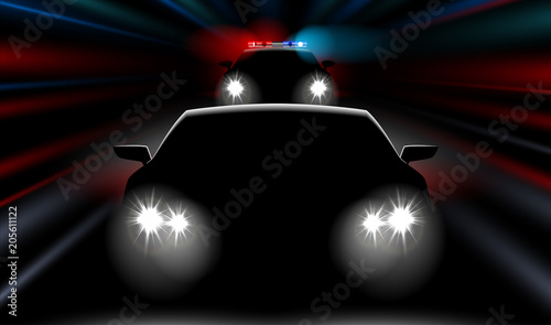 realistic fast police car chases the car