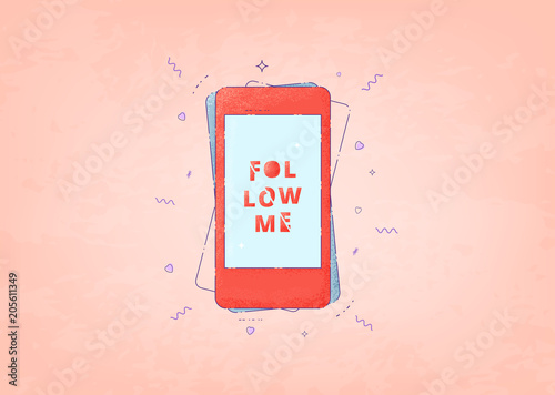 Follow me banner. Vector illustration.