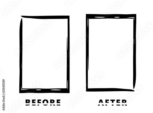Before and After card. Vector illustration.