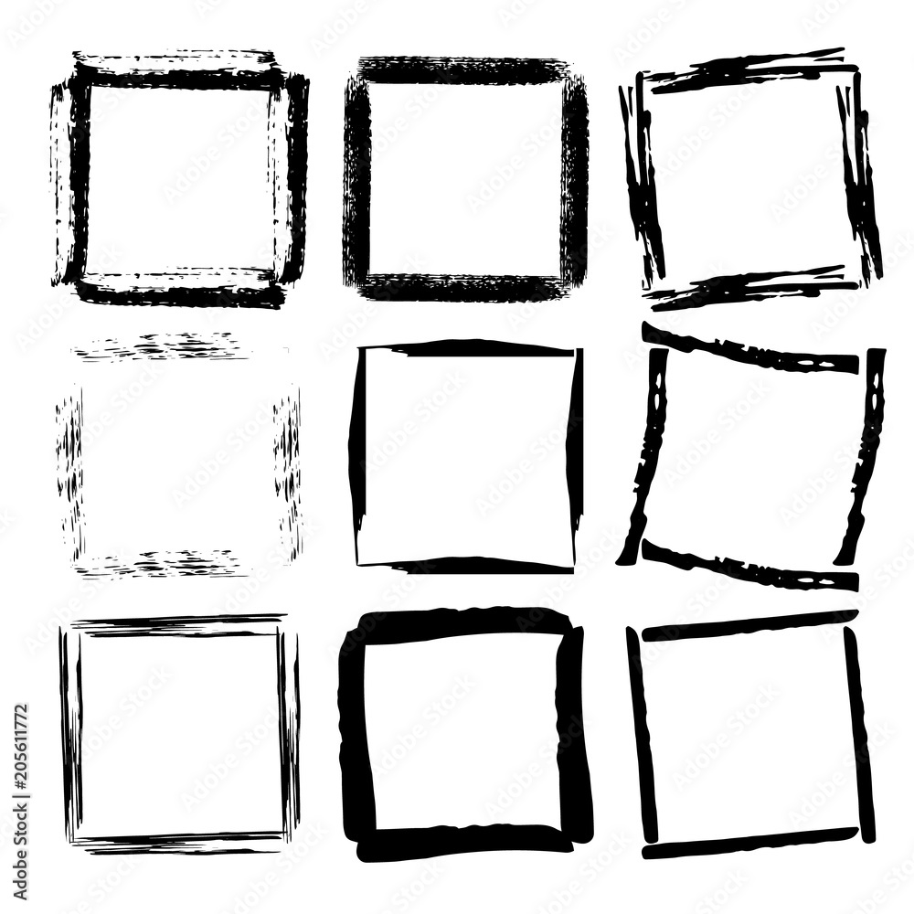 Set of grunge square frames.