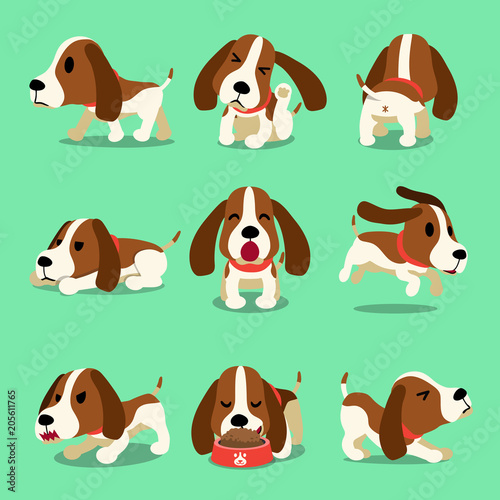 Vector cartoon character hound dog poses