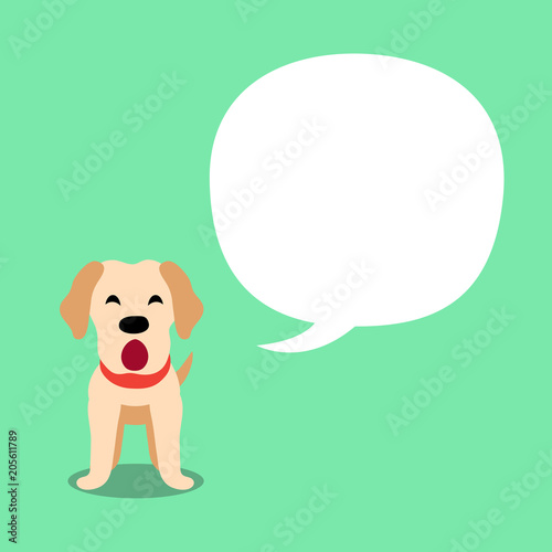 Vector cartoon character labrador dog and speech bubble