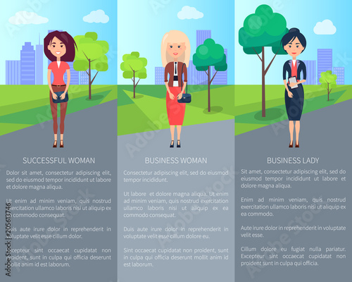 Successful Woman Business Lady Vector Illustration