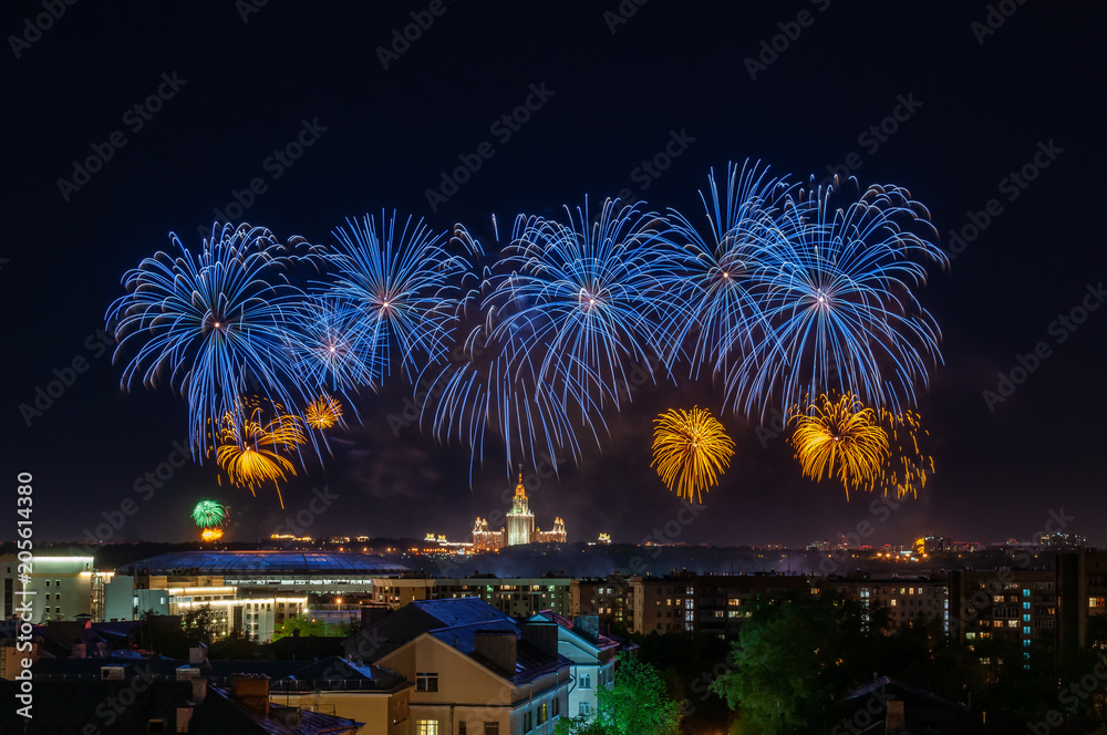 Naklejka premium Fireworks on Victory Day