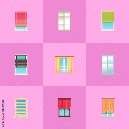 Curtains and Jalousies on Plastic Windows Set