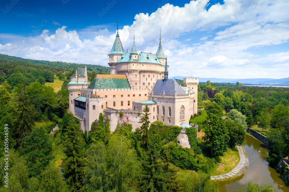 Aerial view of Bojnice Castle in Slovakia