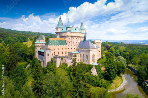 Obraz na płótnie Aerial view of Bojnice Castle in Slovakia w salonie