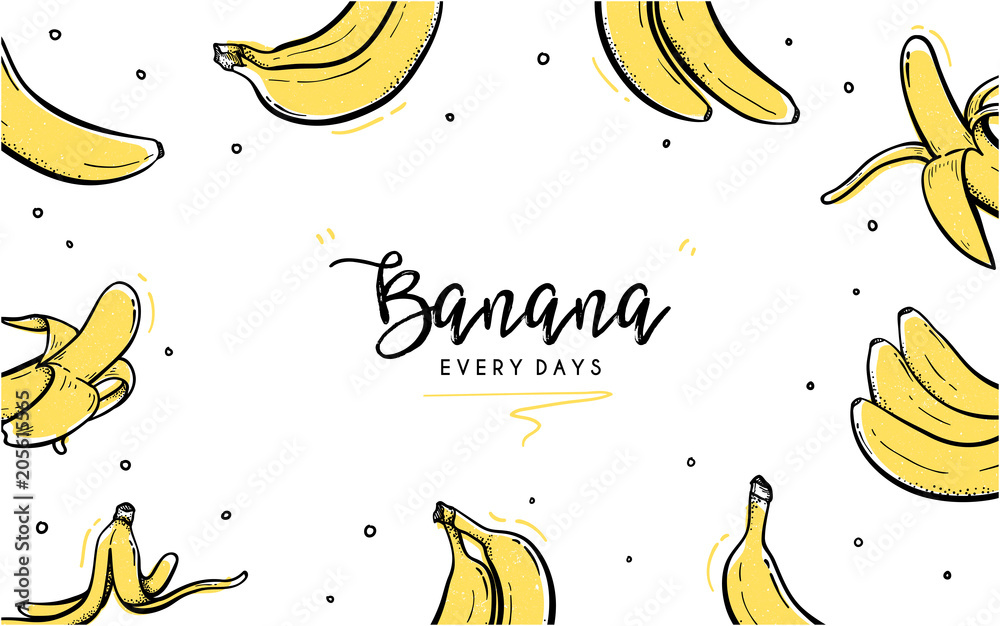 Banana Wallpaper frame background hand drawn style vector with place for  your text in the center for flyer, cover, banner, poster Stock Vector |  Adobe Stock