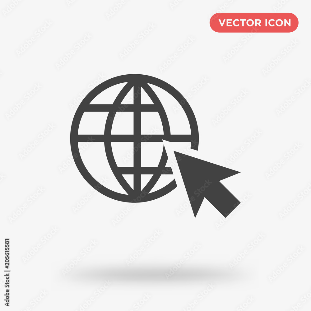 Click world icon isolated on white background Click world icon isolated on white background