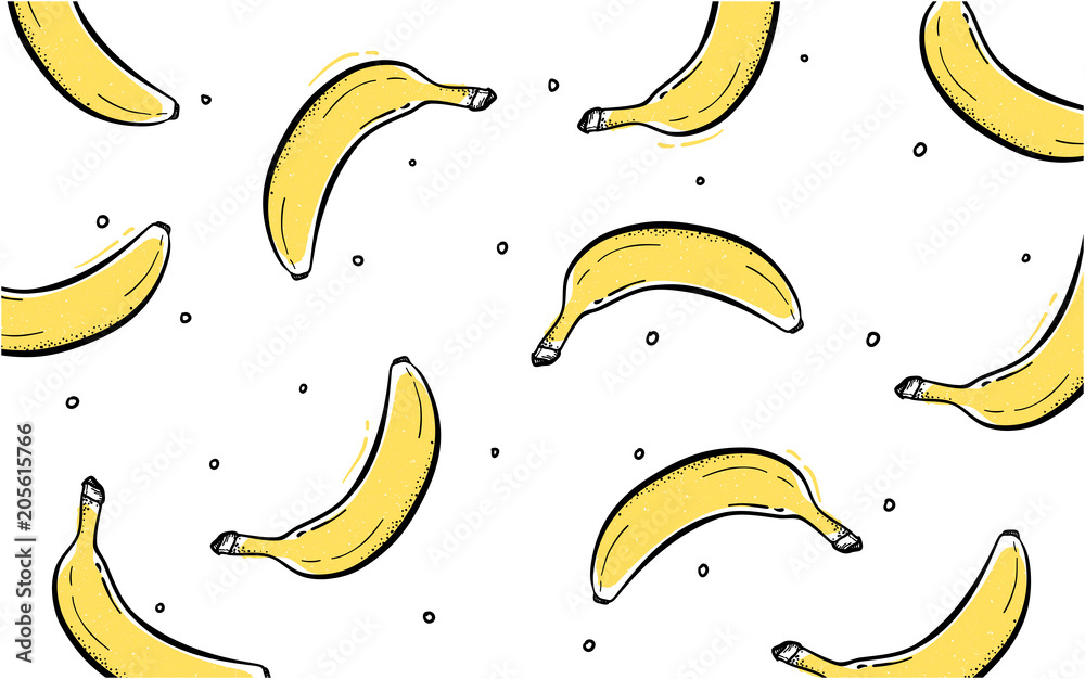 Creative Banana Frame Background With Dots Hand drawn Style Vector Design colorful