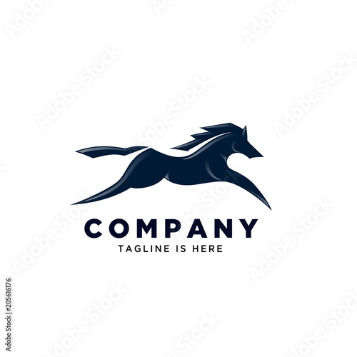 Simple run horse jump logo