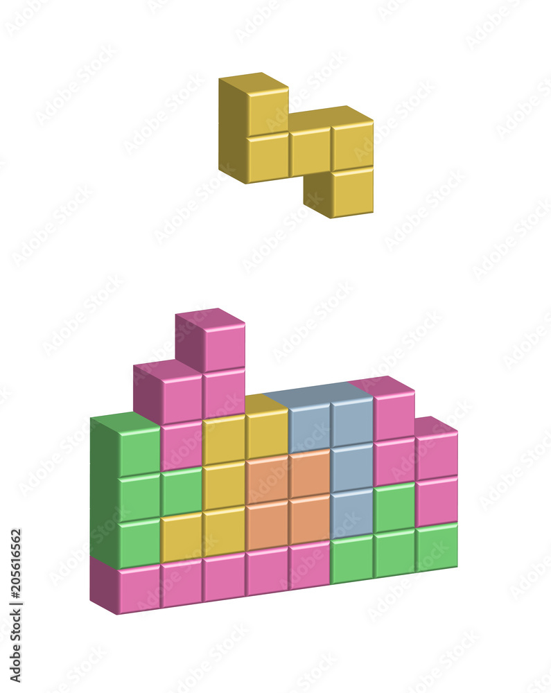 Colorful Tetris game with falling blocks