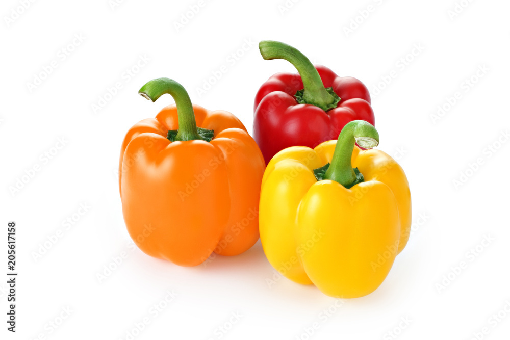 sweet pepper on white background isolated multi collor green yellow range sweet pepper on white background isolated multi collor green yellow range