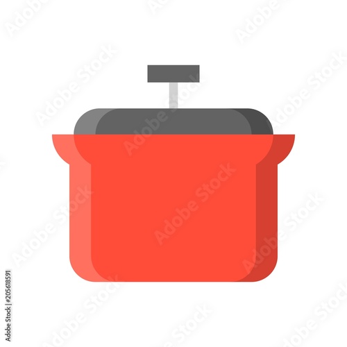 Ceramic stew pot icon, flat design isolated vector