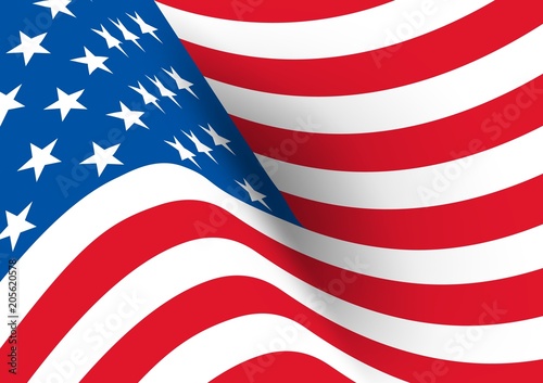 USA flag. Vector realistic wavy flag of United States of America
