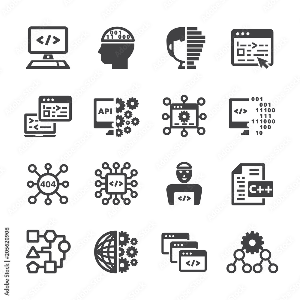 Programming icon set Stock Vector | Adobe Stock