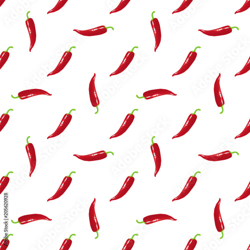 Red chili pepper. Mexican food. Seamless pattern.
