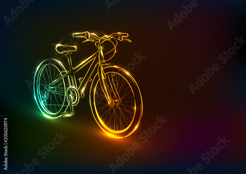 Bright sport bike .Neon drawing