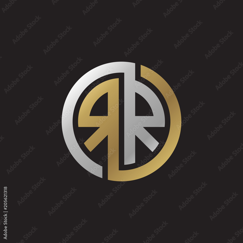 Combination letter ri r i alphabet with gold Vector Image