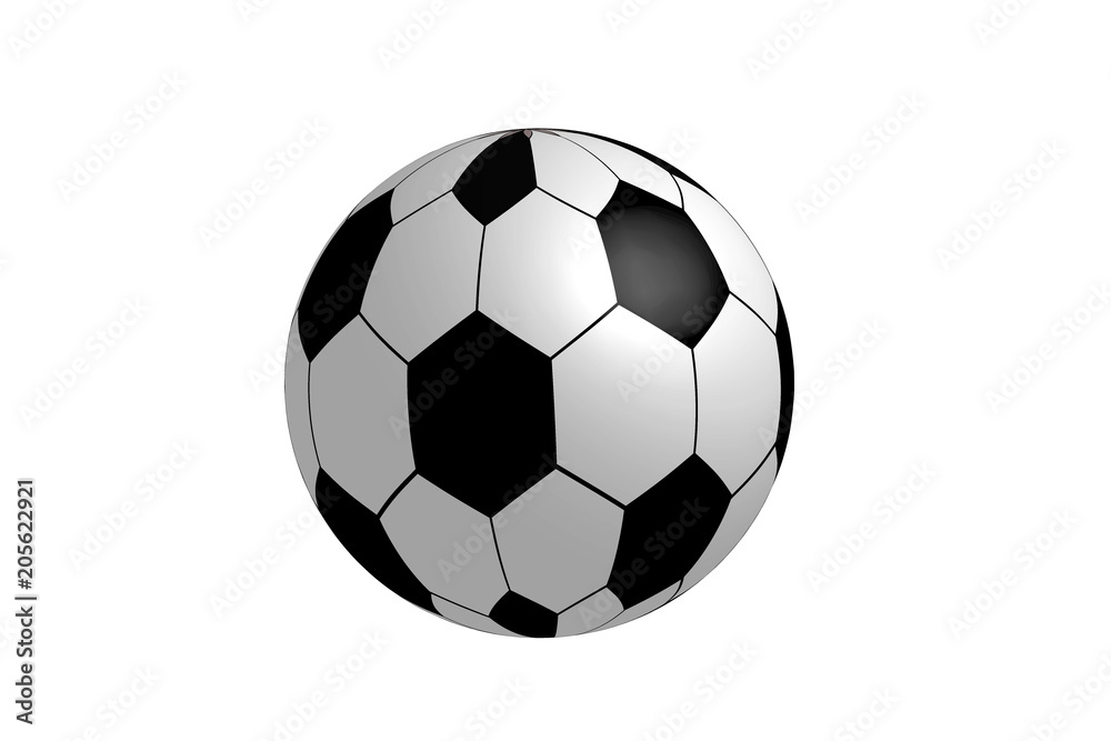Balón de fútbol sobre fondo blanco.