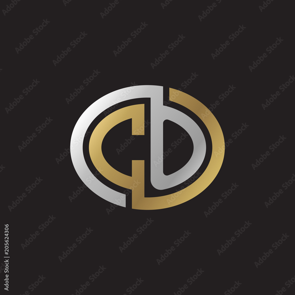 Initial letter CO, looping line, ellipse shape logo, silver gold color on black background Initial letter CO, looping line, ellipse shape logo, silver gold color on black background