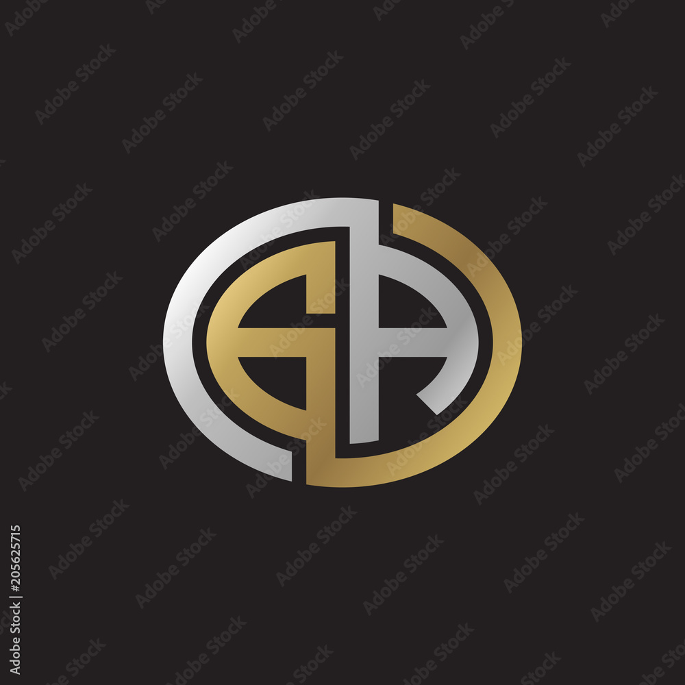 Initial letter GA, looping line, ellipse shape logo, silver gold color on black background Initial letter GA, looping line, ellipse shape logo, silver gold color on black background