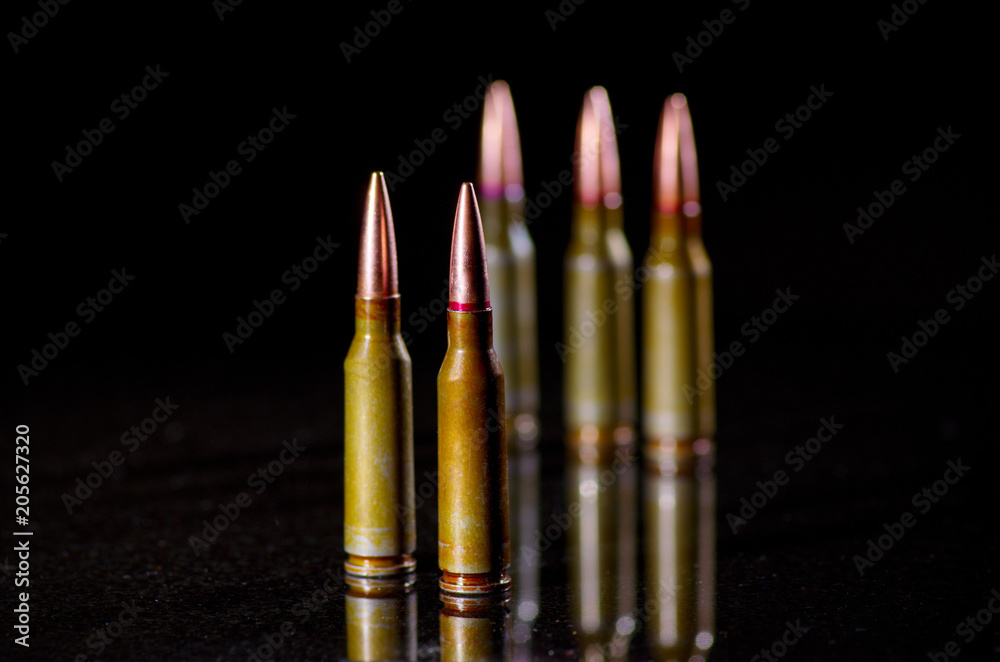 Ammunition cartridges on black Ammunition cartridges on black