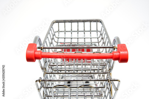 Two strollers shopping cart on a white background shot in a studio.