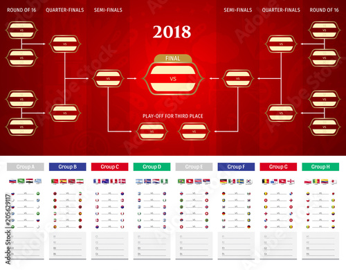 Football/soccer Match schedule vector illustration. Tableau des Matches - RUSSIE 2018