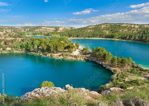 Paisaje del Parque Natural de las Lagunas de Ruidera, Lagunas Batana, Santo Santo Morcillo y Salvadora, Reserva de la Biosfera Mancha Húmeda de la UNESCO, Albacete, España