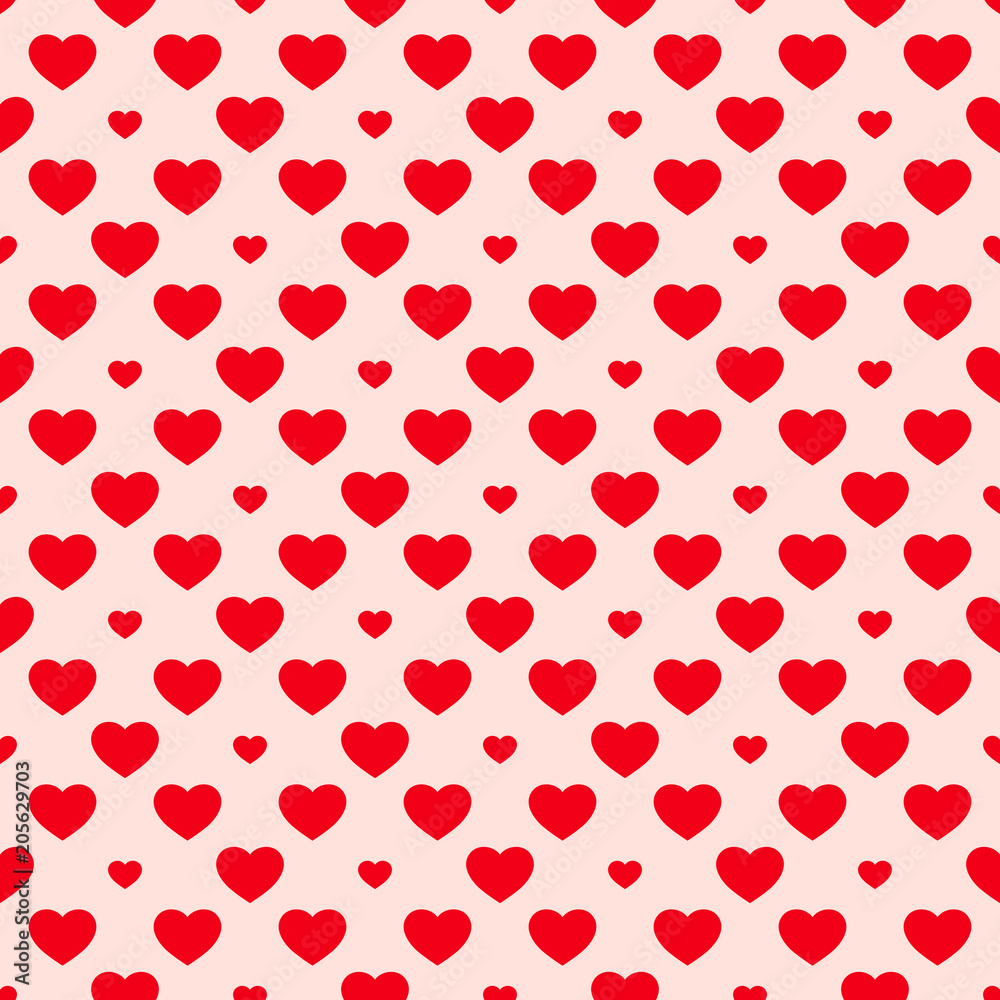 Hearts seamless pattern. Valentines day background. Red and pink love pattern