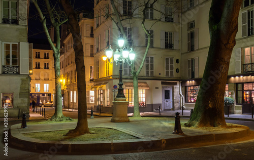 The famous place de Furstenberg at night, Paris, France.