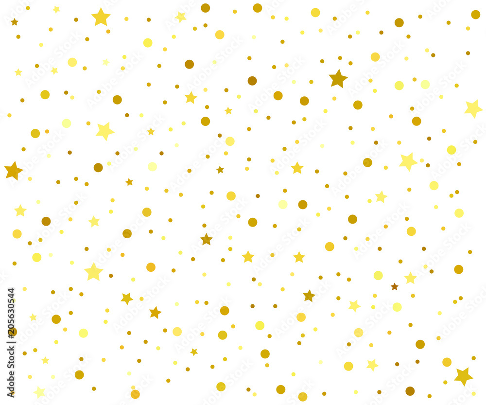 Festive bright background for your amazing design, banner for presentation. Multipurpose template for wrapping paper or greeting card. Gold Stars confetti, circles or dots. Festive bright background for your amazing design, banner for presentation. Multipurpose template for wrapping paper or greeting card. Gold Stars confetti, circles or dots.