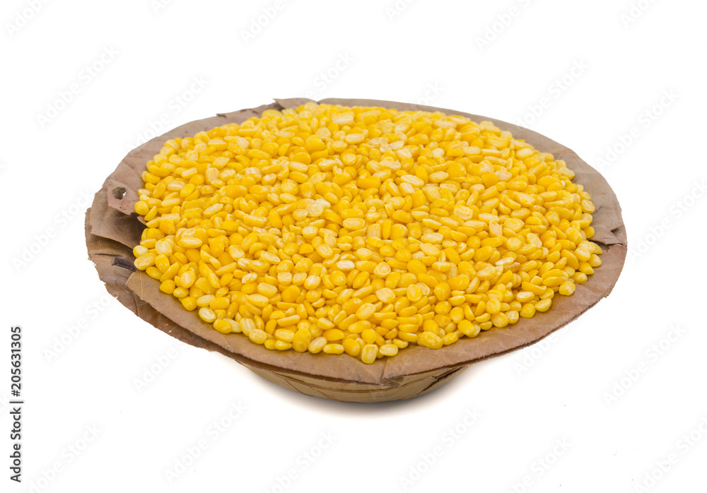Yellow Split Dal Also know as Mogar Dal or Mung Dal isolated on White Background Yellow Split Dal Also know as Mogar Dal or Mung Dal isolated on White Background