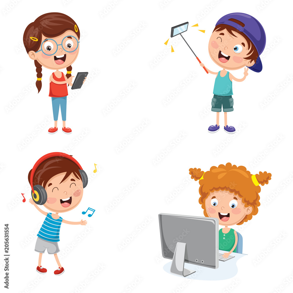 Vector Illustration Of Kids Technology Vector Illustration Of Kids Technology