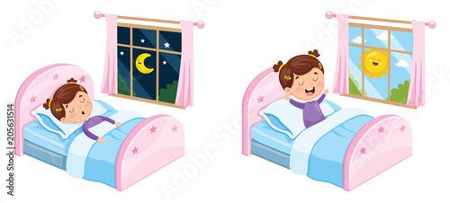 Vector Illustration Of Kid Sleeping