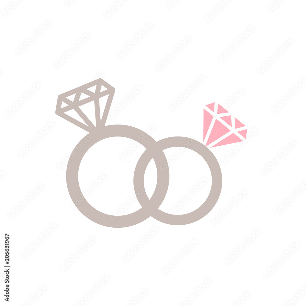 Isolated beautiful wedding ring and design flat icon on white background Isolated beautiful wedding ring and design flat icon on white background