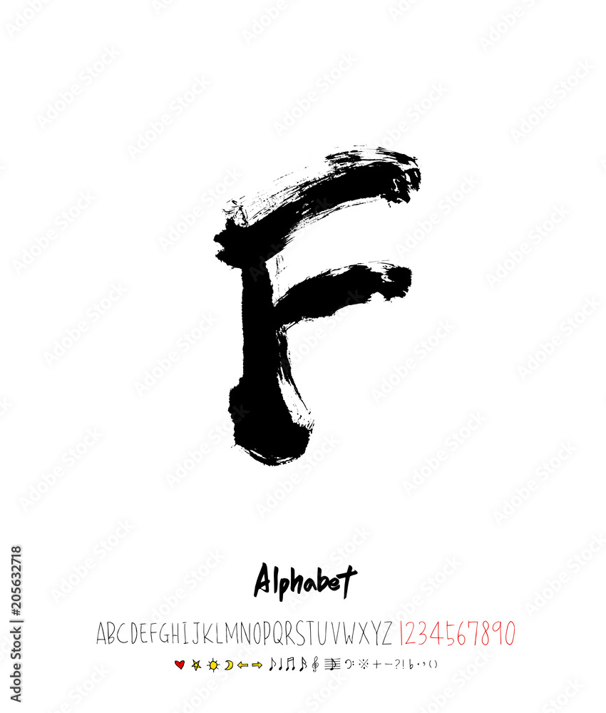 Naklejka premium 벡터 문자 / 손으로 쓴 글씨체