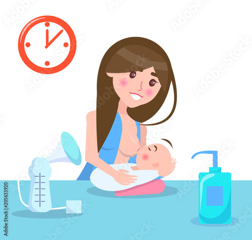 Breastfeeding Mother and Child Vector Illustration