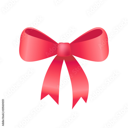 Red Bow Made of Silk Tape Icon Vector Illustration