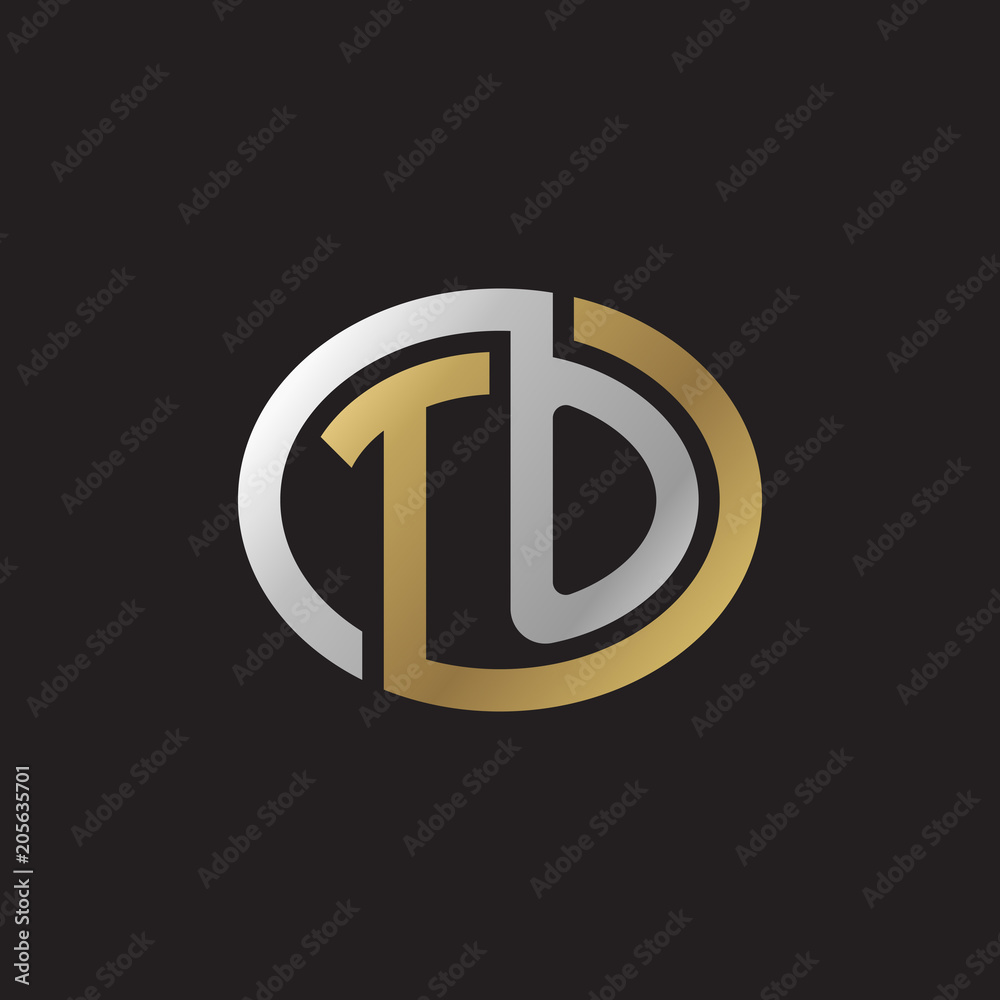 Initial letter TO, looping line, ellipse shape logo, silver gold color on black background Initial letter TO, looping line, ellipse shape logo, silver gold color on black background
