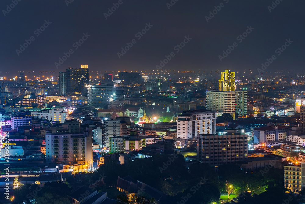 Pattay cityscape view at night, Thailand